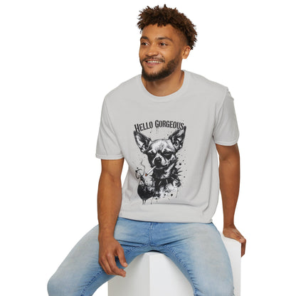 Chihuahua 'Hello Gorgeous' Tee - Cute Dog Graphic T-Shirt