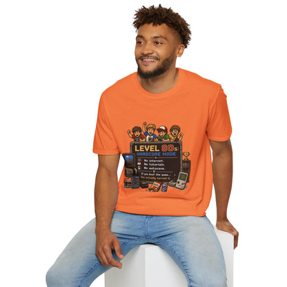 80s Level Up T-Shirt — 'Level 80s: Hardcore Mode' Retro Gaming Tee