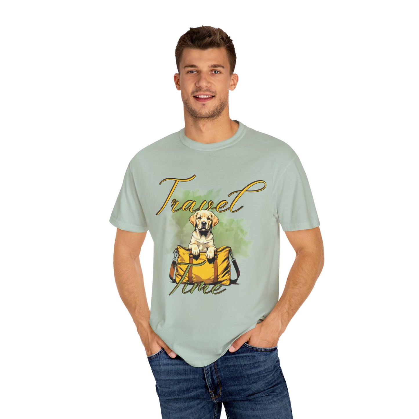 Travel Time Dog T-Shirt - Unisex Garment-Dyed Tee for Pet Lovers