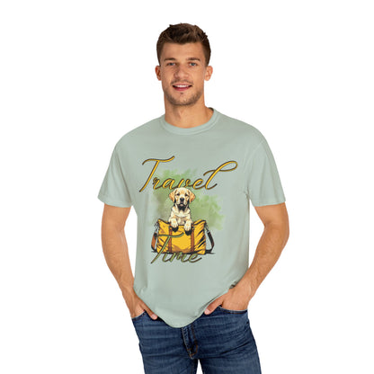 Travel Time Dog T-Shirt - Unisex Garment-Dyed Tee for Pet Lovers