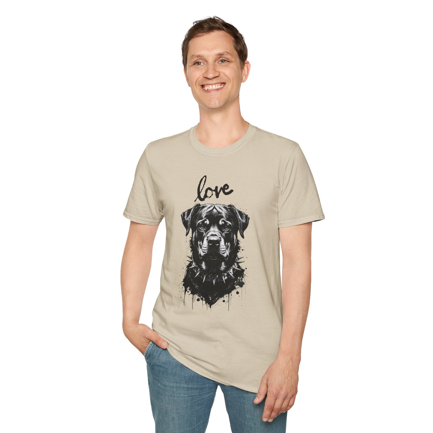 Love Rottweiler T-Shirt — Vintage Black Dog Portrait Tee for Dog Lovers