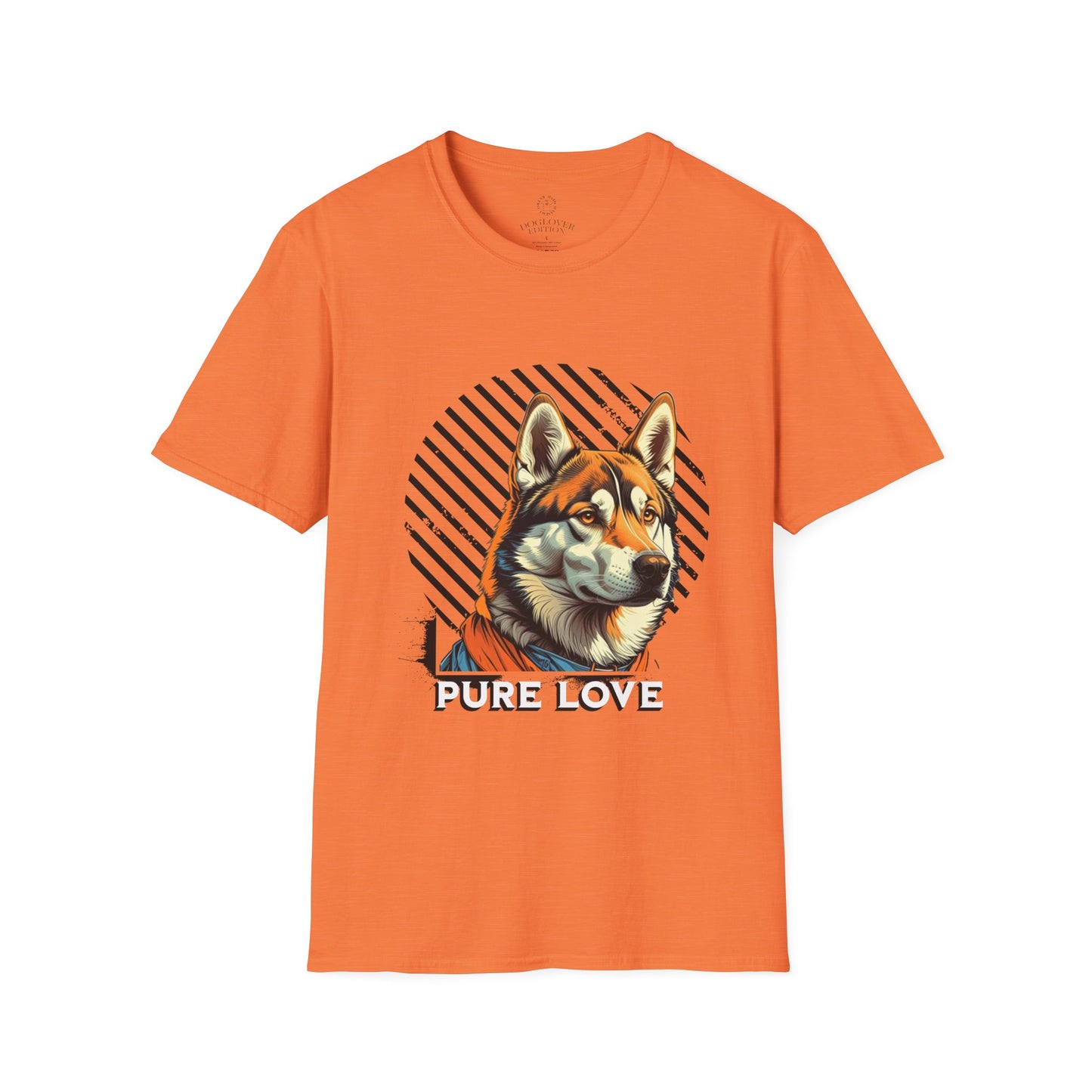 Pure Love Unisex Softstyle T-Shirt - Orange Dog Design