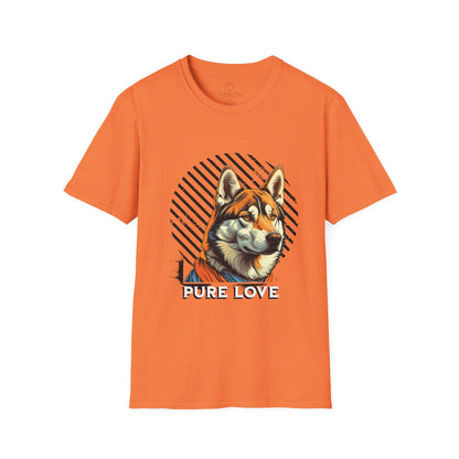 Pure Love Unisex Softstyle T-Shirt - Orange Dog Design