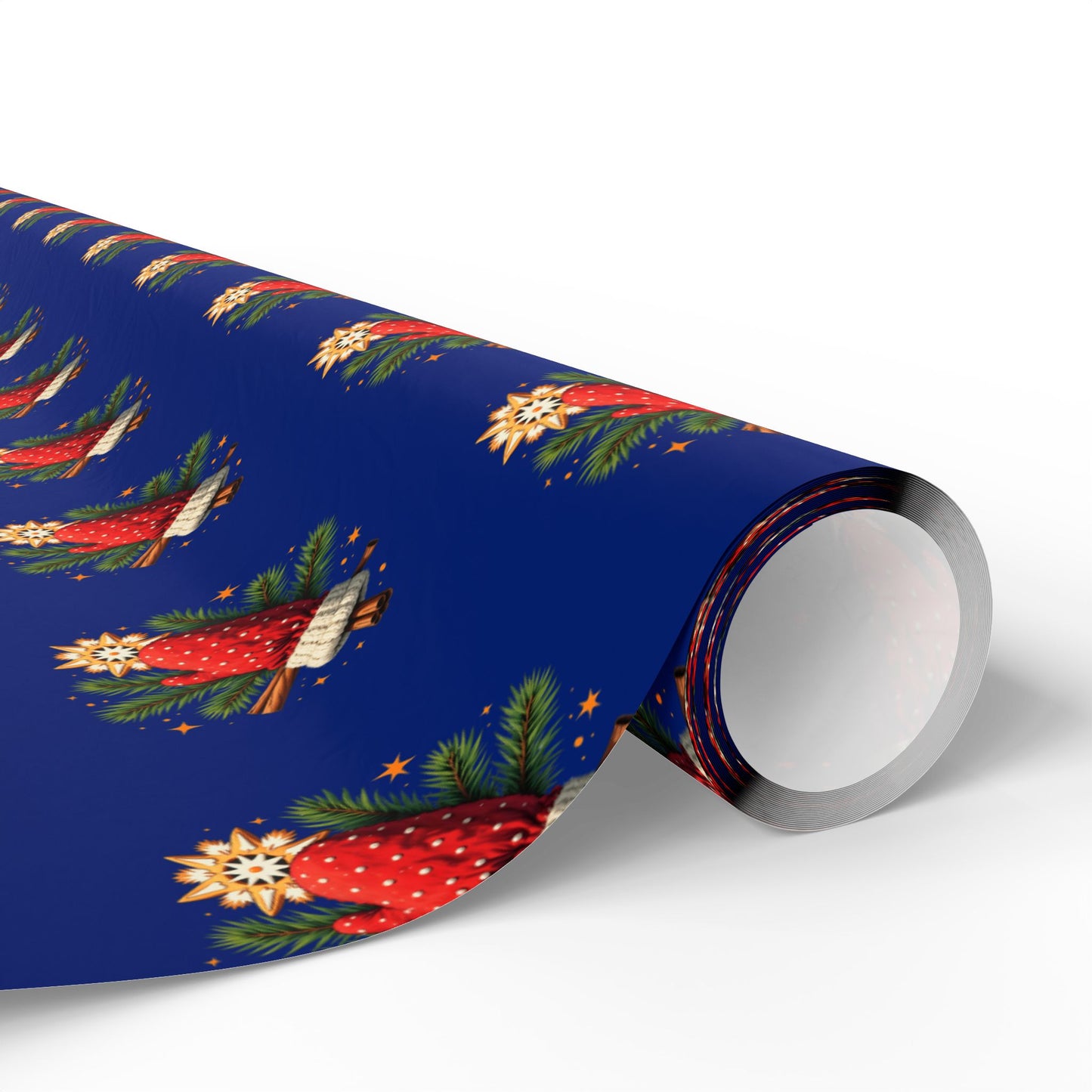 Strawberry Floral Wrapping Paper Roll — Blue Fruit Pattern Gift Wrap for Birthdays & Holidays