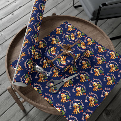 Wrapping Paper — Cute Golden Retriever Christmas Gift Wrap