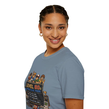 80s Level Up T-Shirt — 'Level 80s: Hardcore Mode' Retro Gaming Tee