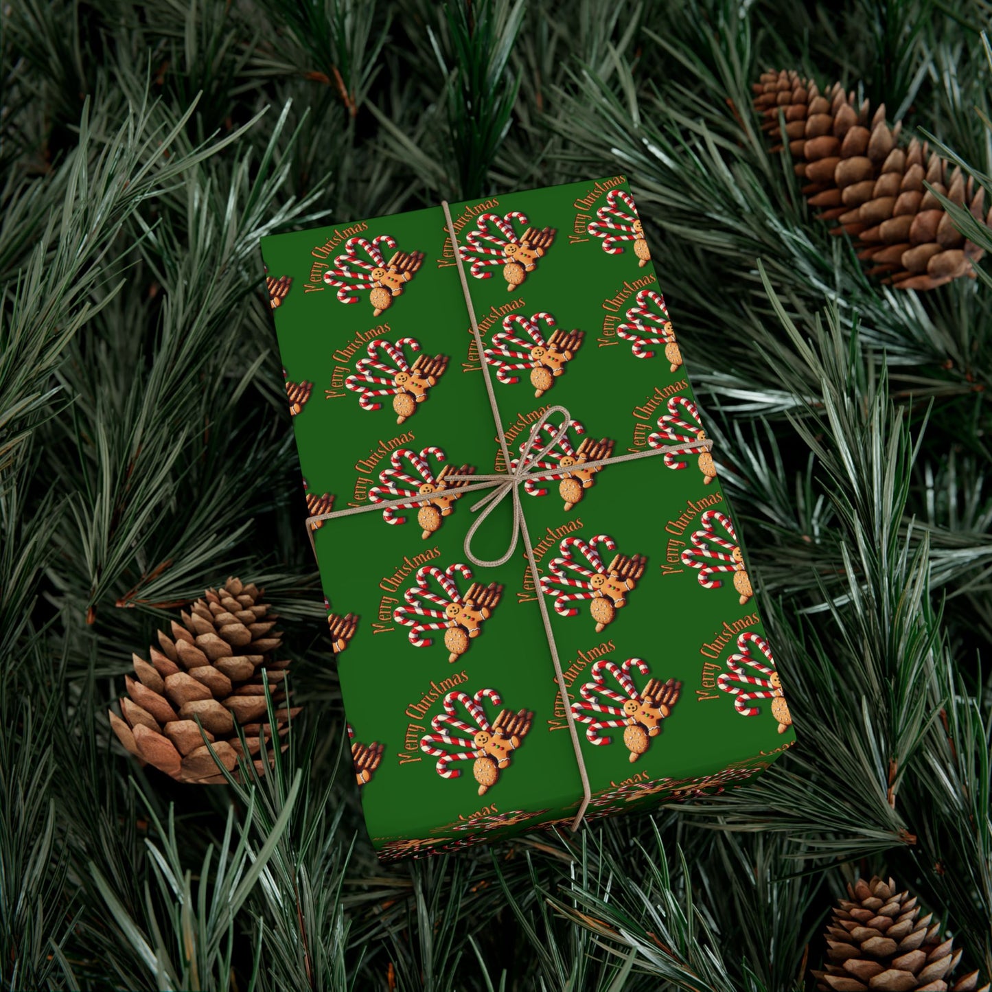 Christmas Gingerbread Tree Wrapping Paper — Holiday Gift Wrap Sheets