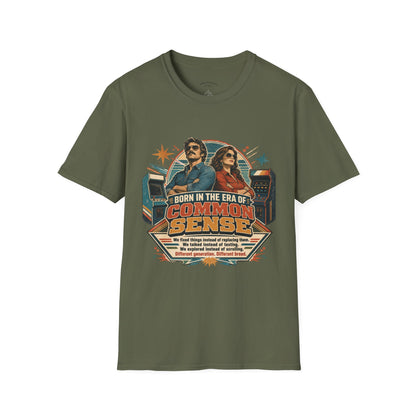 Born in the Era of Common Sense T-Shirt — Retro 70s Vintage Political Graphic Tee