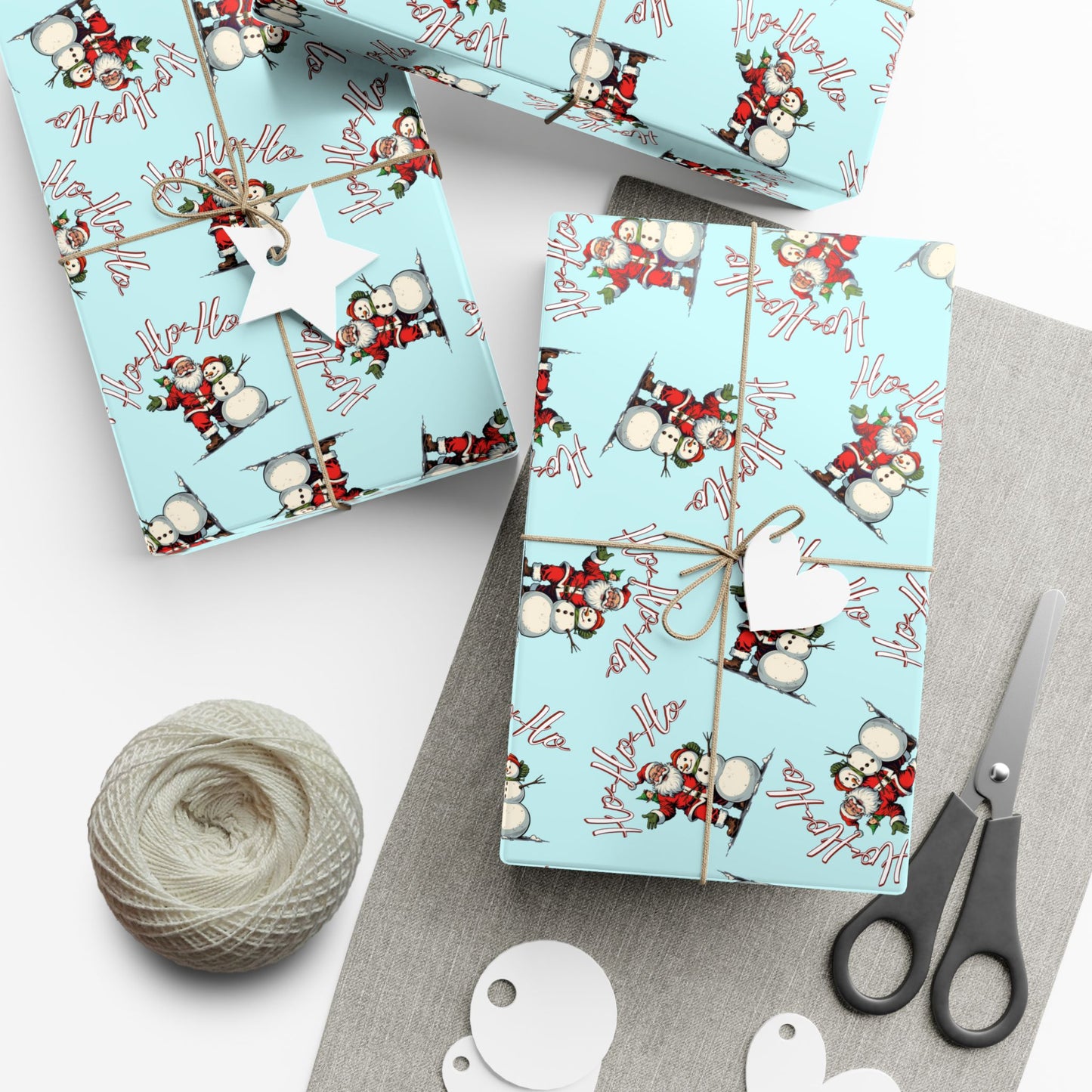 Christmas Snowman Gift Wrap Paper – Light Blue Holiday Wrapping Sheets