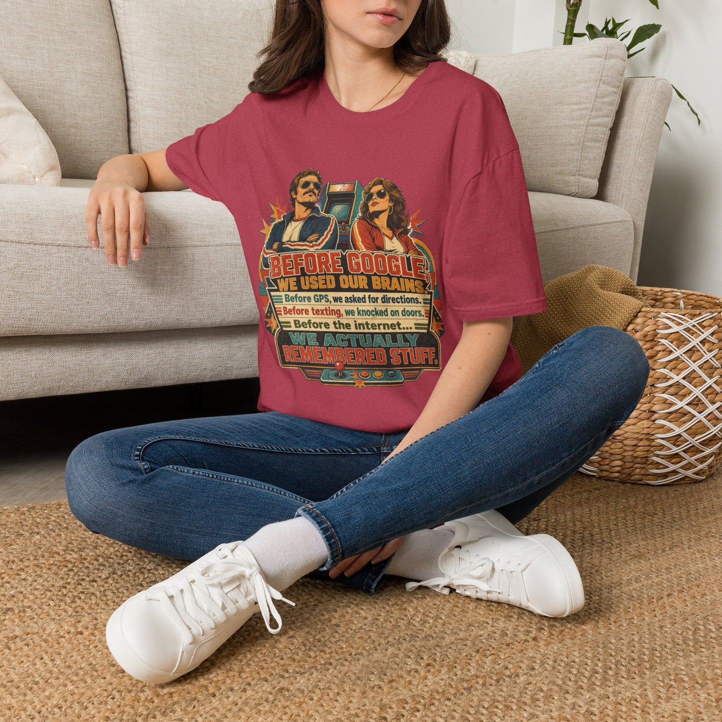 Before Google T-Shirt — Retro Vintage "We Used Our Brains" Graphic Tee
