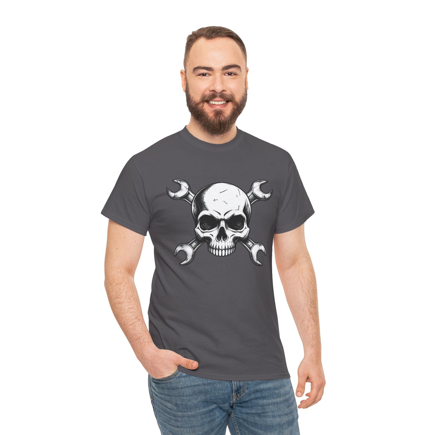 Mechanic Skull Tee — Wrench Crossbones Graphic T-Shirt