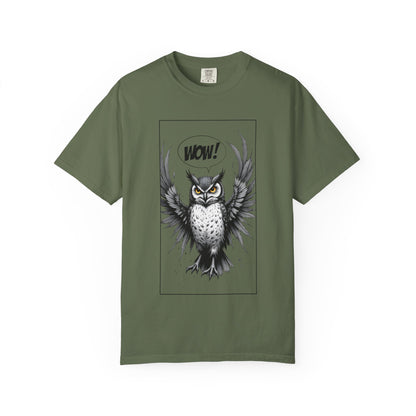 Owl Graphic T-Shirt — 'WOW!' Illustrated Night Owl Tee