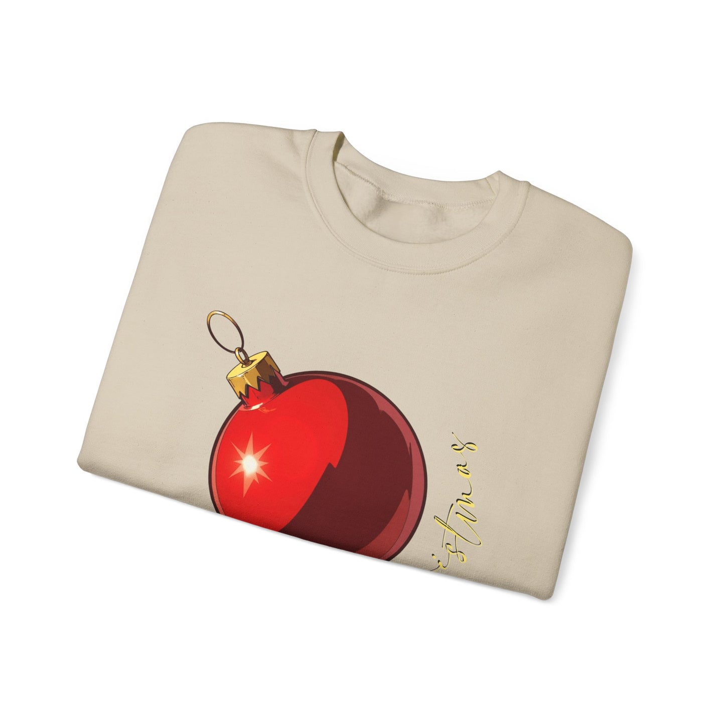 Christmas Ornament Crewneck Sweatshirt — Red Bauble "Merry Christmas" Holiday Sweater