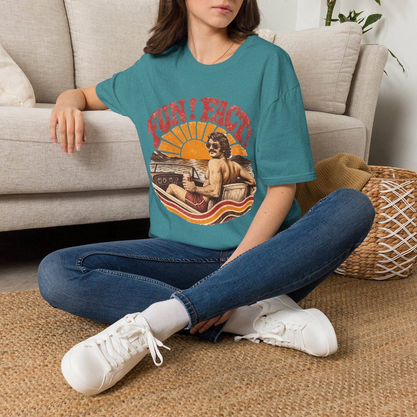 Retro 'FUN! FACT!' Surf Tee — Vintage Sunset Beach Graphic T-Shirt