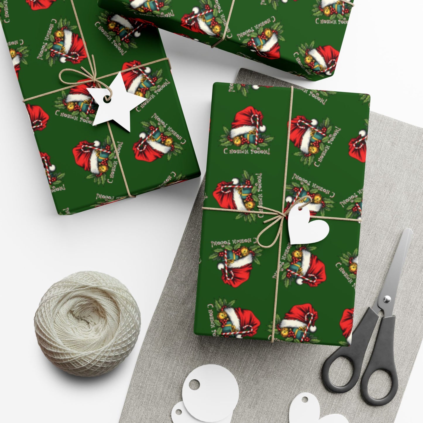 Christmas Santa Gift Wrap Paper — Festive Green Holiday Wrapping Sheets