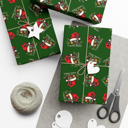 Christmas Santa Gift Wrap Paper — Festive Green Holiday Wrapping Sheets