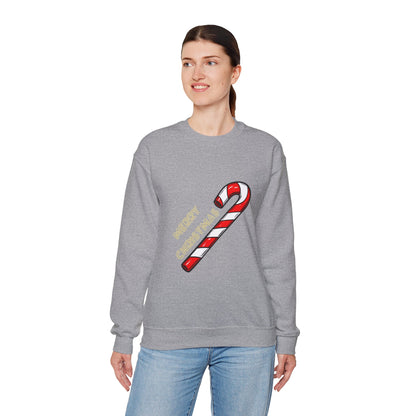 Christmas Candy Cane Crewneck Sweatshirt — "Merry Christmas" Holiday Sweater