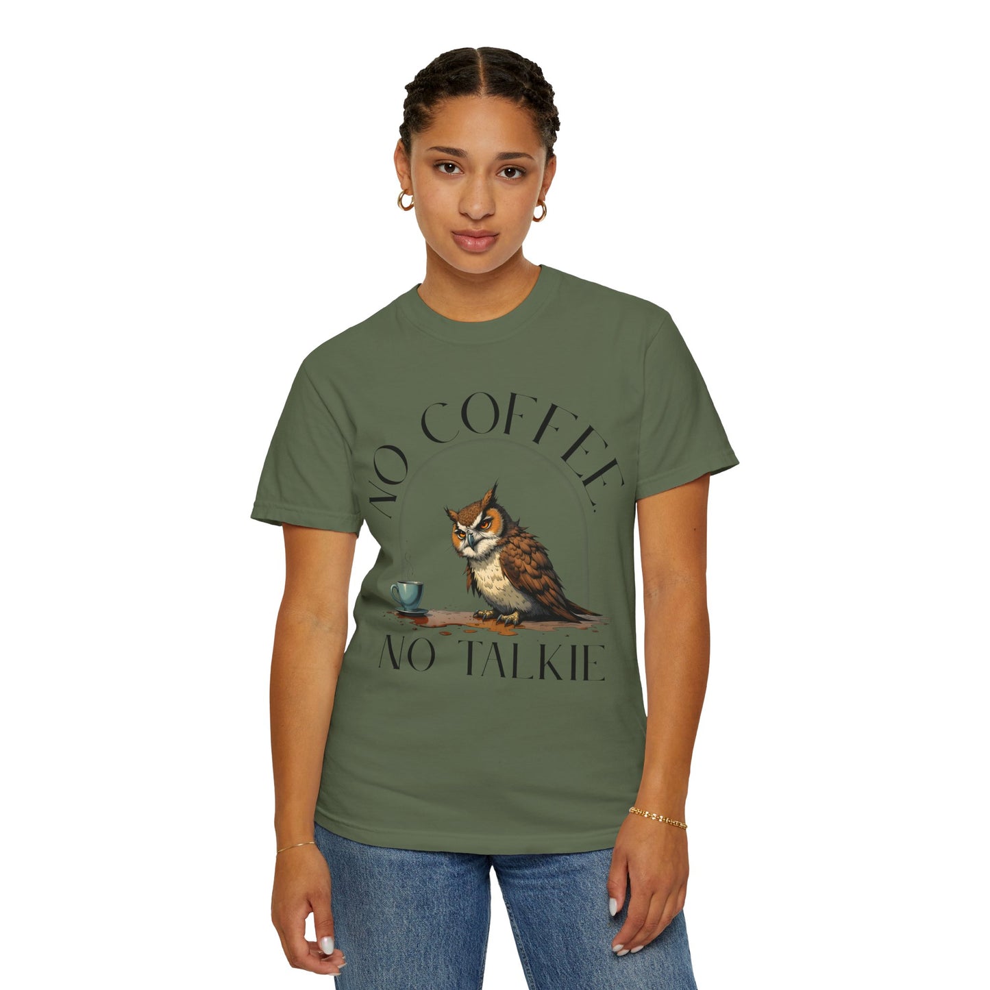 No Coffee No Talkie T-Shirt — Funny Owl Coffee Tee