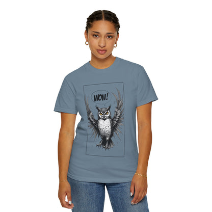 Owl Graphic T-Shirt — 'WOW!' Illustrated Night Owl Tee