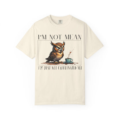 I'm Not Mean Owl T-Shirt — Funny Coffee Owl Tee for Coffee Lovers