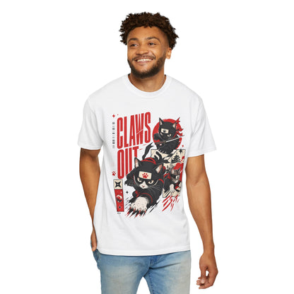 Claws Out Cat Graphic T-Shirt — Retro Ninja Kitties Tee