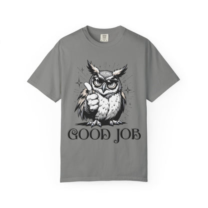 Good Job Owl T-Shirt — Thumbs-Up Retro Owl Graphic Tee