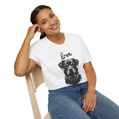 Love Rottweiler T-Shirt — Vintage Black Dog Portrait Tee for Dog Lovers