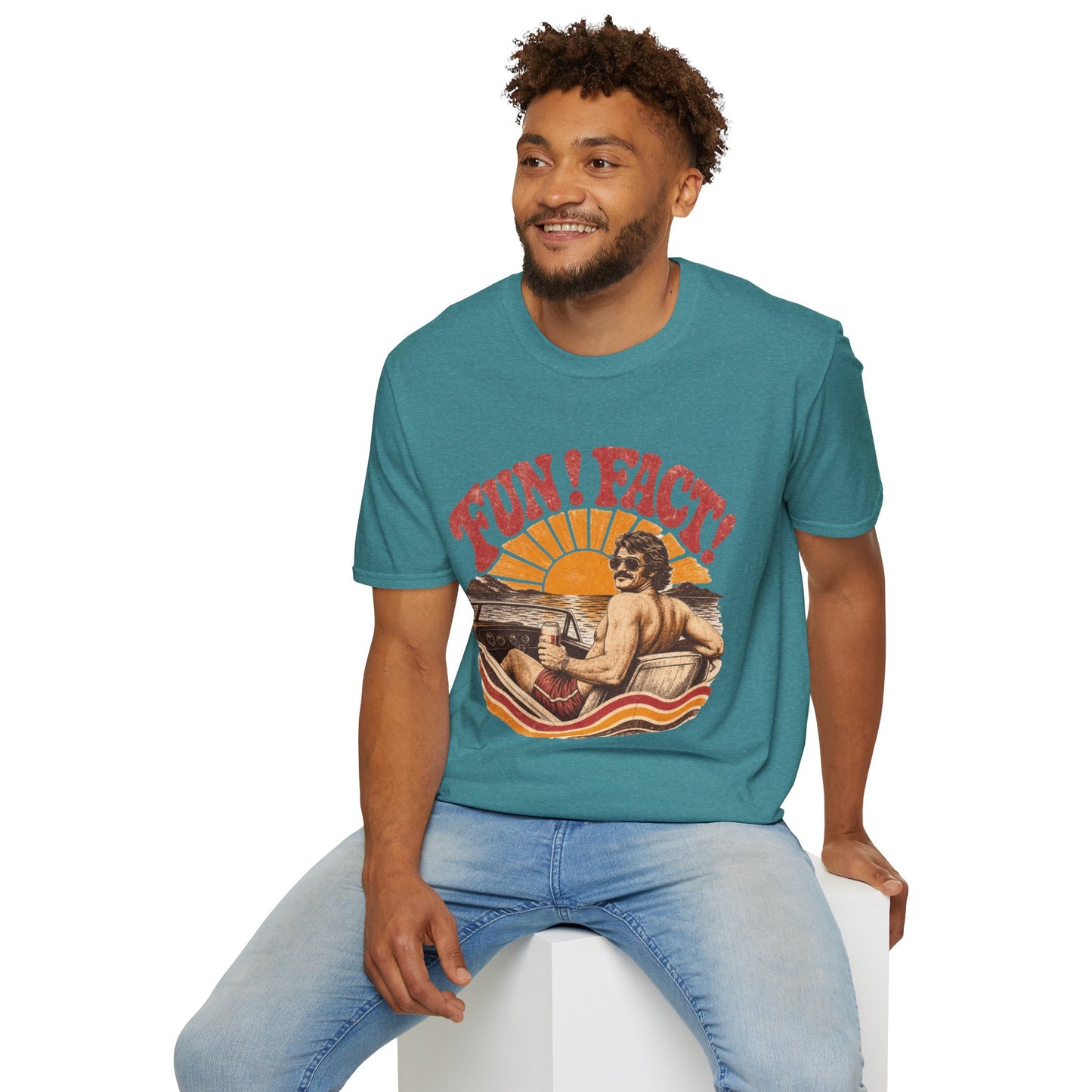 Retro 'FUN! FACT!' Surf Tee — Vintage Sunset Beach Graphic T-Shirt