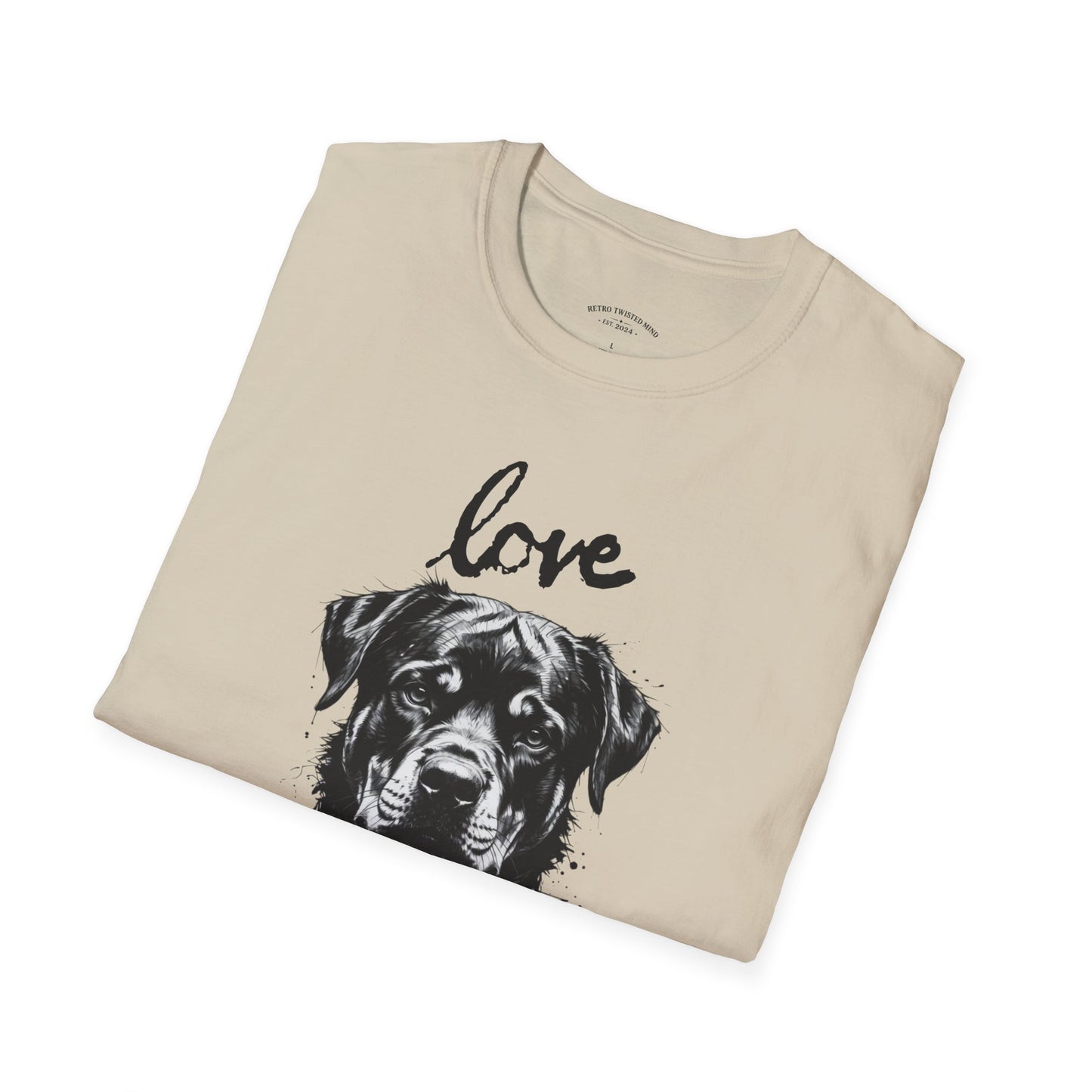 Love Rottweiler T-Shirt — Vintage Black Dog Portrait Tee for Dog Lovers