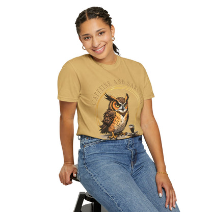 Coffee & Sarcasm Owl T-Shirt — "My Survival Kit" Graphic Tee