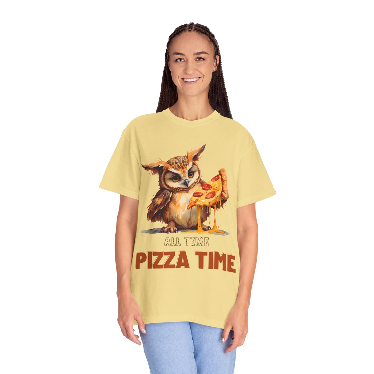 Pizza Time Owl T-Shirt — Cute Owl Eating Pizza Graphic Tee