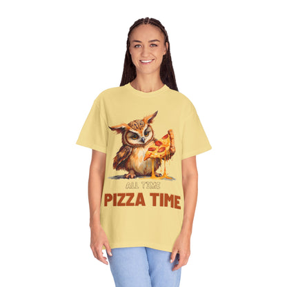 Pizza Time Owl T-Shirt — Cute Owl Eating Pizza Graphic Tee