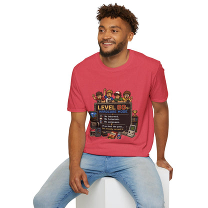 80s Level Up T-Shirt — 'Level 80s: Hardcore Mode' Retro Gaming Tee