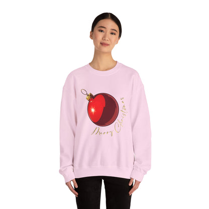 Christmas Ornament Crewneck Sweatshirt — Red Bauble "Merry Christmas" Holiday Sweater