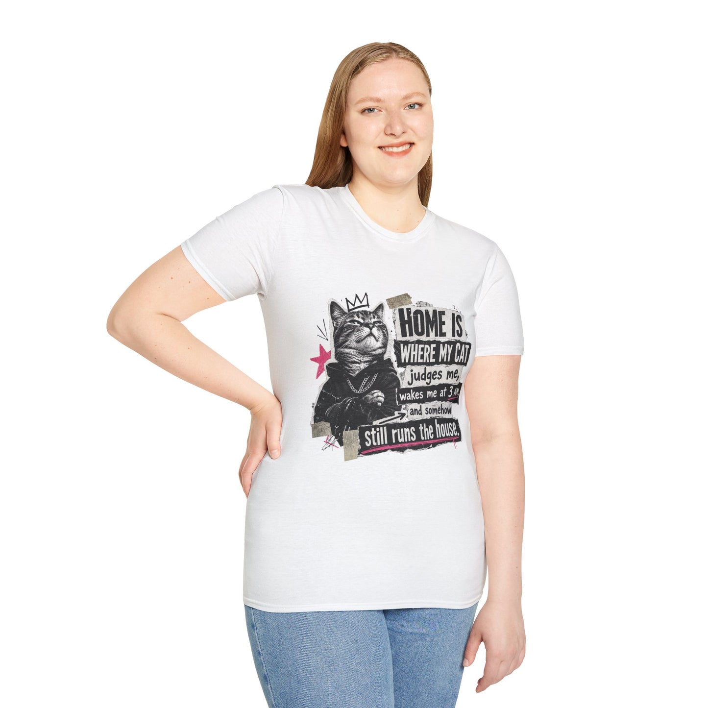 Cat T-Shirt — "Home Is Where My Cat Judges Me" Funny Graphic Tee