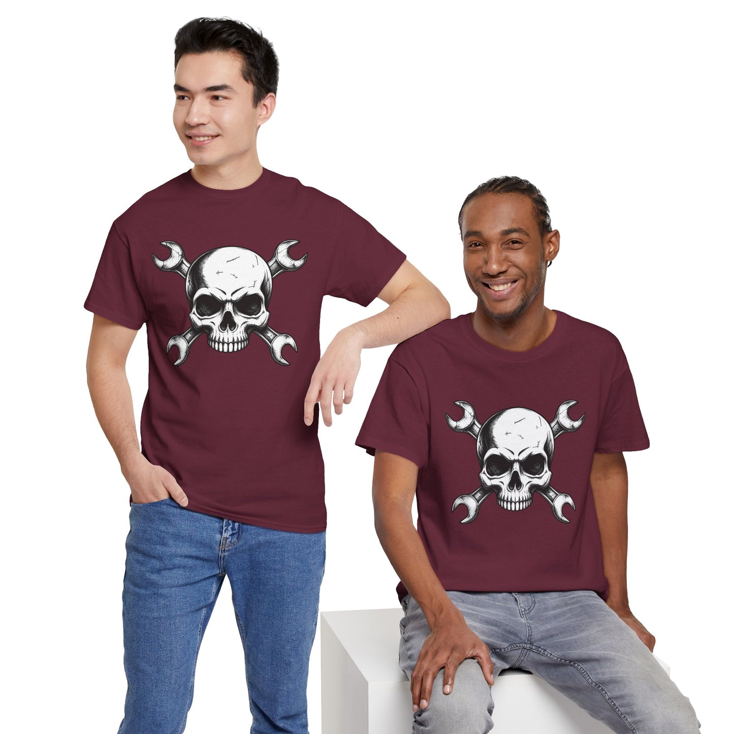 Mechanic Skull Tee — Wrench Crossbones Graphic T-Shirt