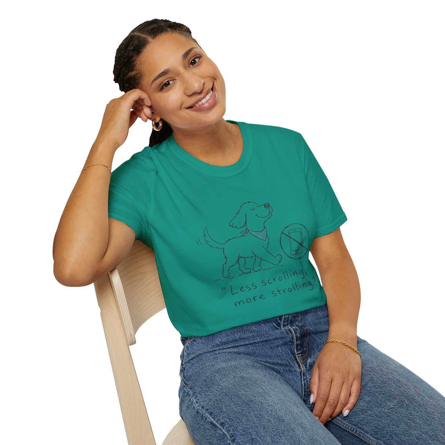 Less Scrolling, More Strolling Dog T-Shirt