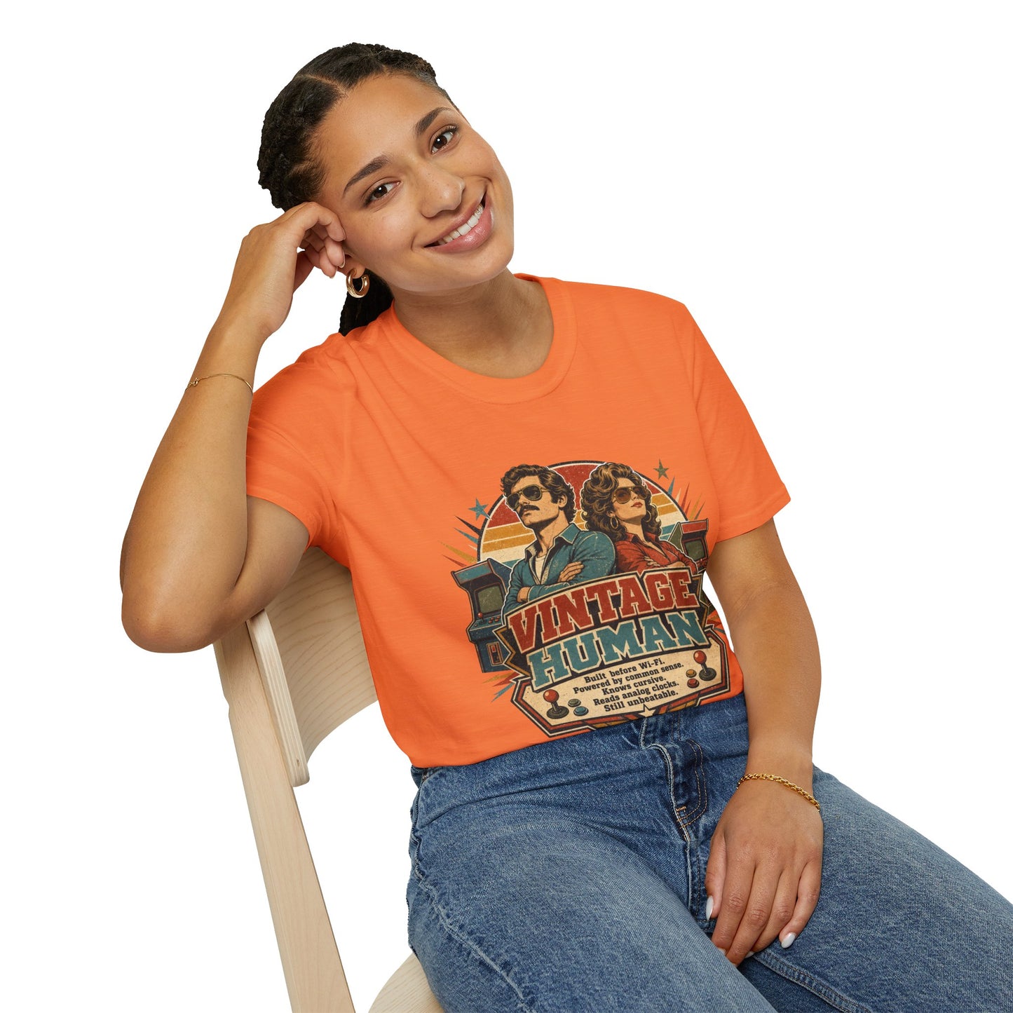 Vintage Human T-Shirt — Retro 70s Duo Graphic Tee