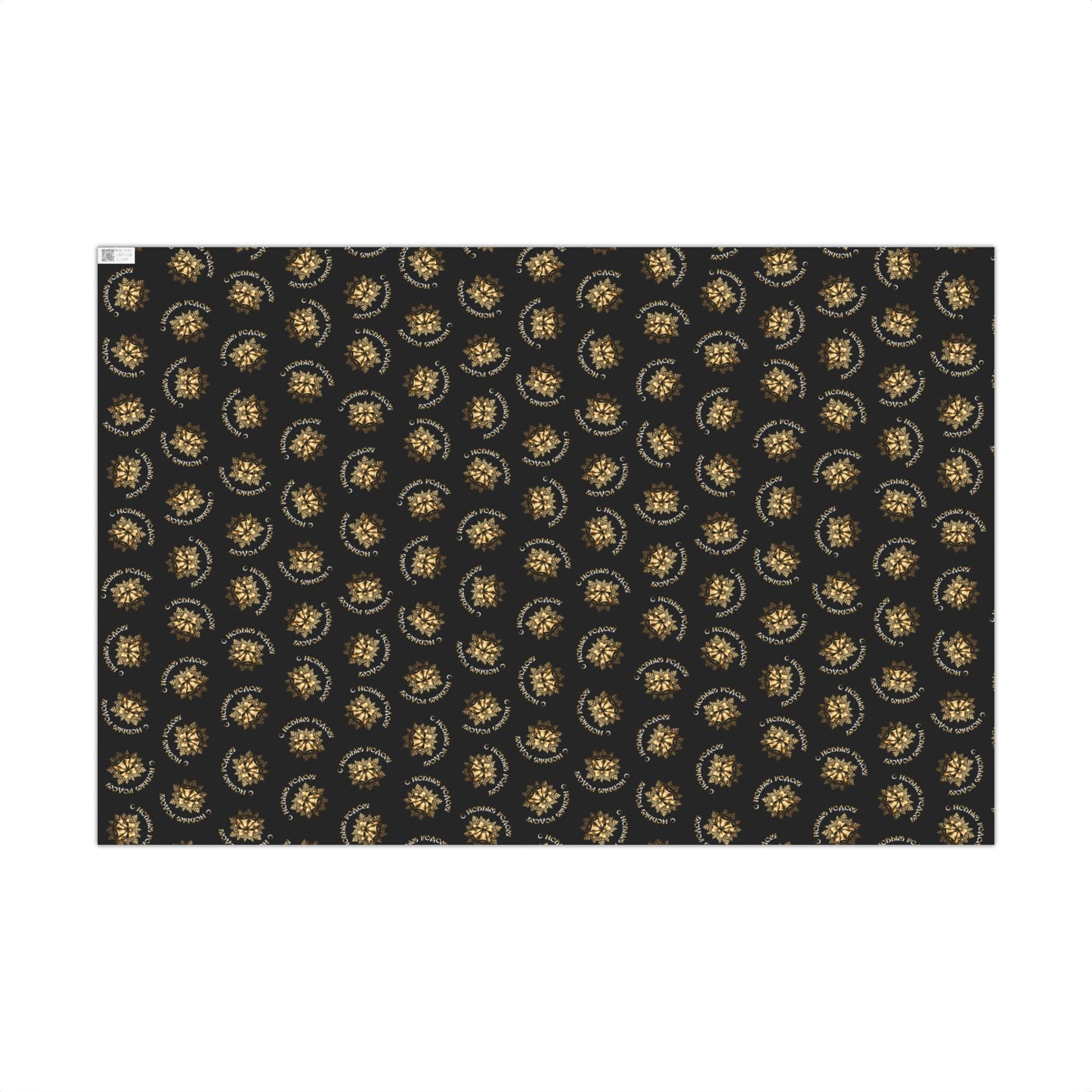 Gift Wrap Paper — Elegant Black & Gold Floral Holiday Wrapping Sheets