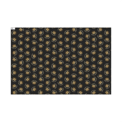 Gift Wrap Paper — Elegant Black & Gold Floral Holiday Wrapping Sheets