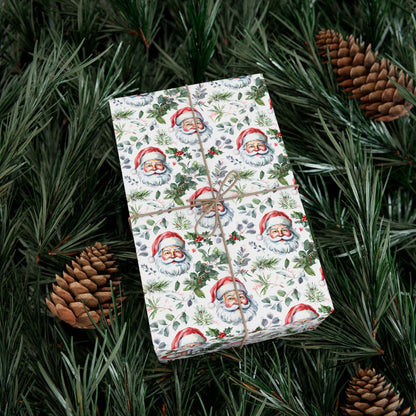 Santa Face Holiday Gift Wrap Paper - Festive Christmas Wrapping Sheets