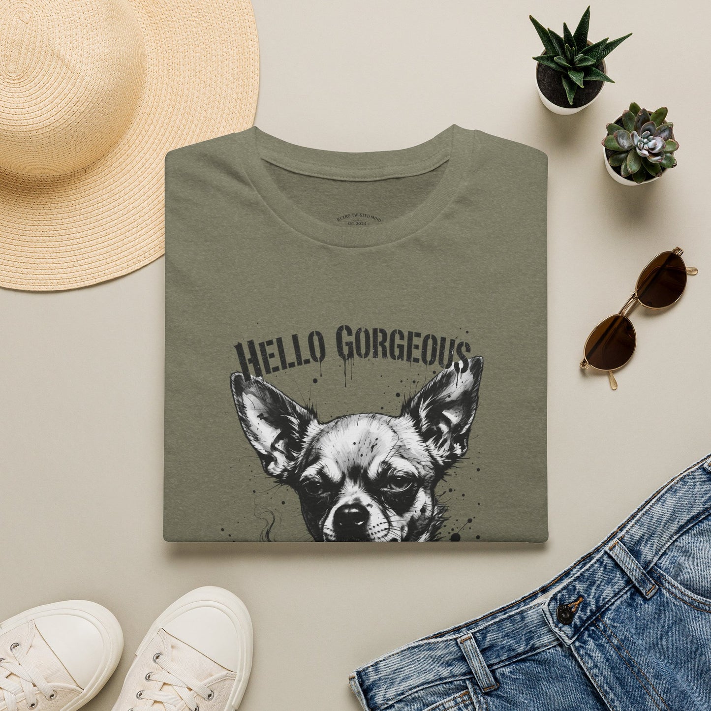 Chihuahua 'Hello Gorgeous' Tee - Cute Dog Graphic T-Shirt