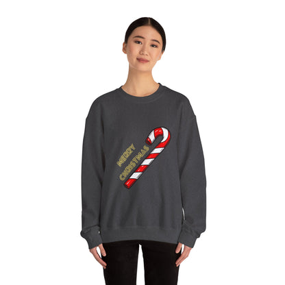 Christmas Candy Cane Crewneck Sweatshirt — "Merry Christmas" Holiday Sweater