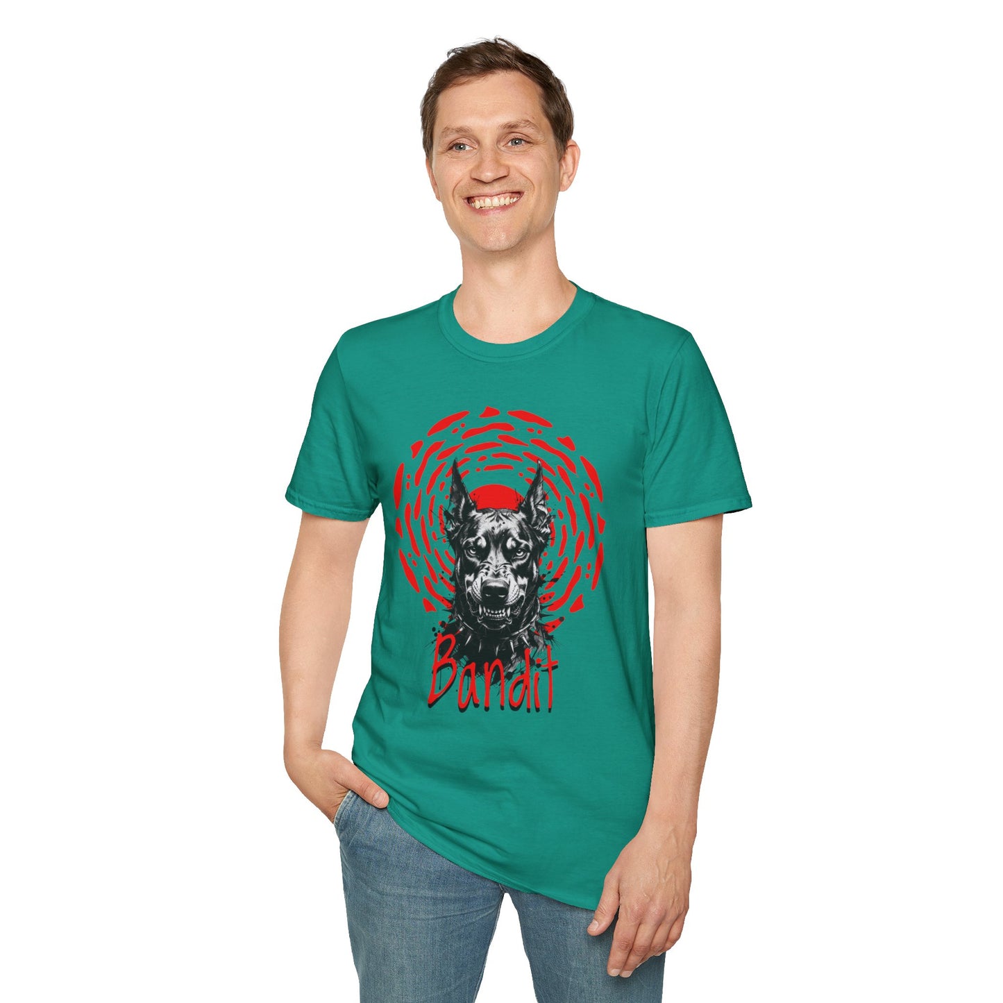 Doberman Graphic T-Shirt — Red Halo 'Bandit' Design