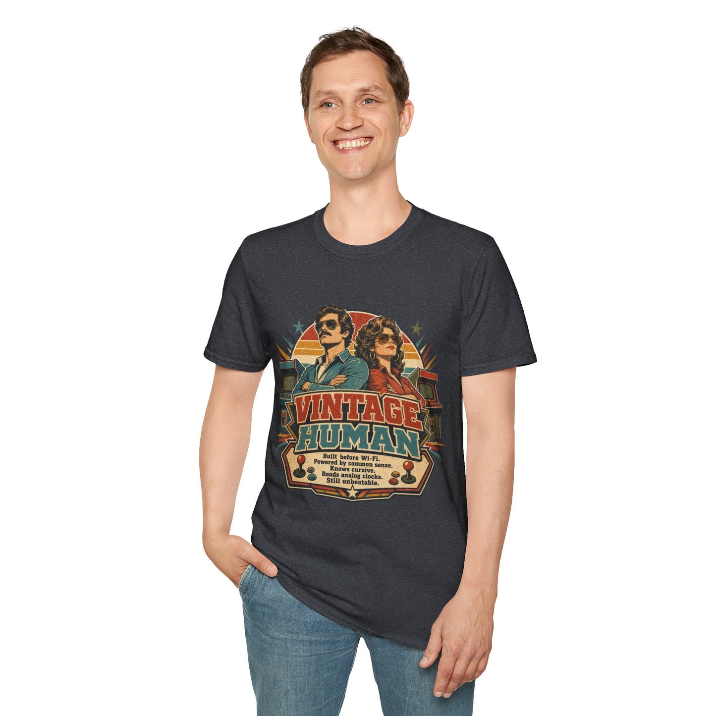 Vintage Human T-Shirt — Retro 70s Duo Graphic Tee