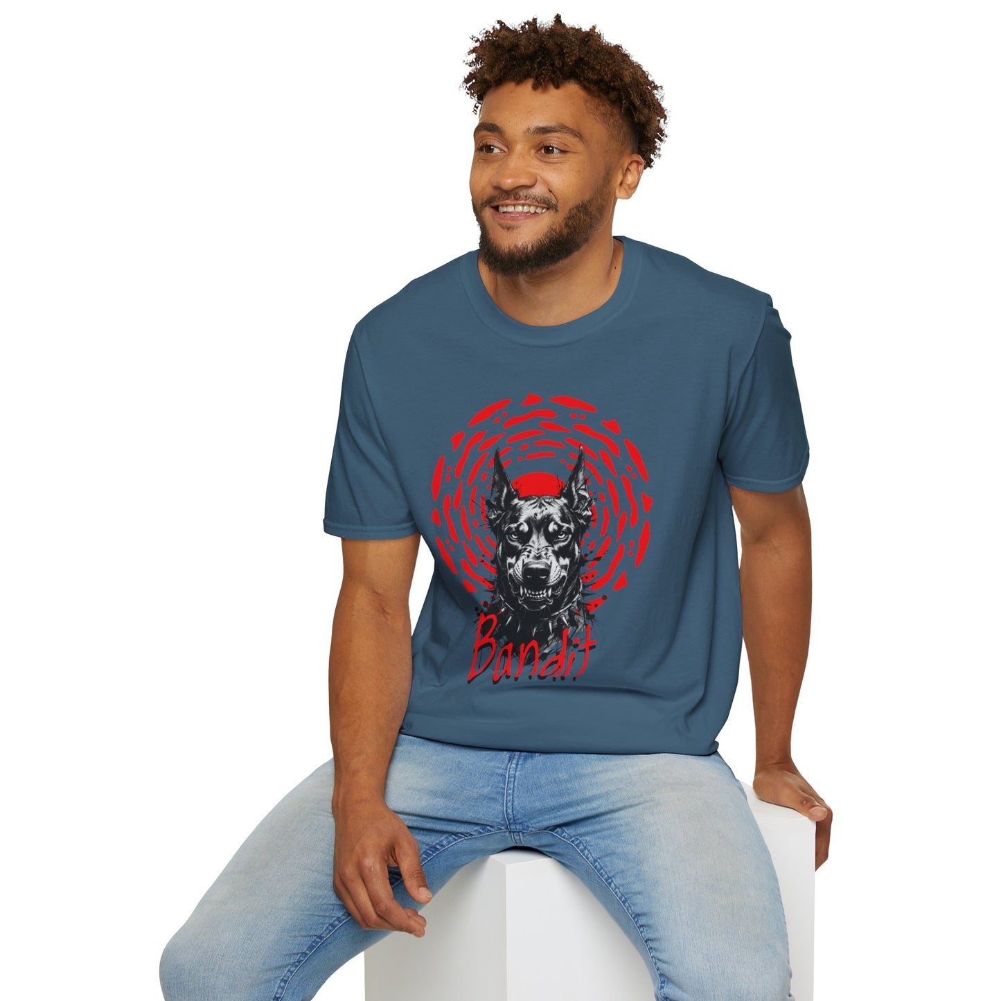 Doberman Graphic T-Shirt — Red Halo 'Bandit' Design