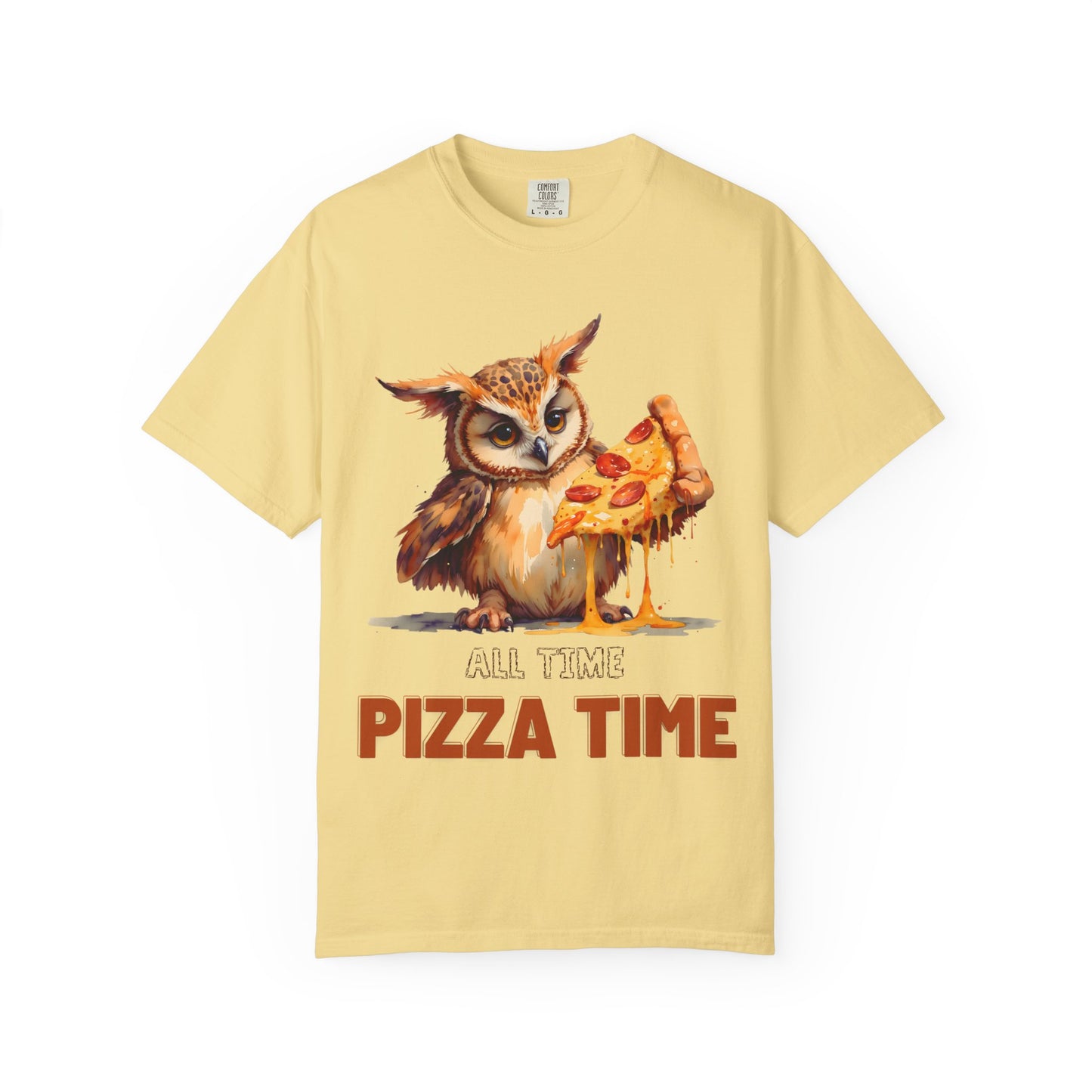 Pizza Time Owl T-Shirt — Cute Owl Eating Pizza Graphic Tee