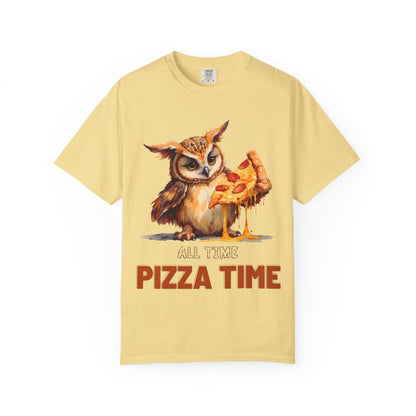 Pizza Time Owl T-Shirt — Cute Owl Eating Pizza Graphic Tee