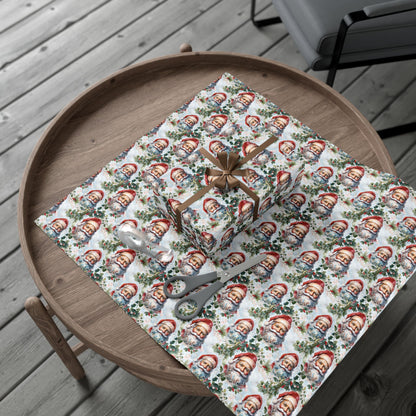 Santa Claus Pattern Gift Wrap Paper — Vintage Christmas Wrapping Sheets