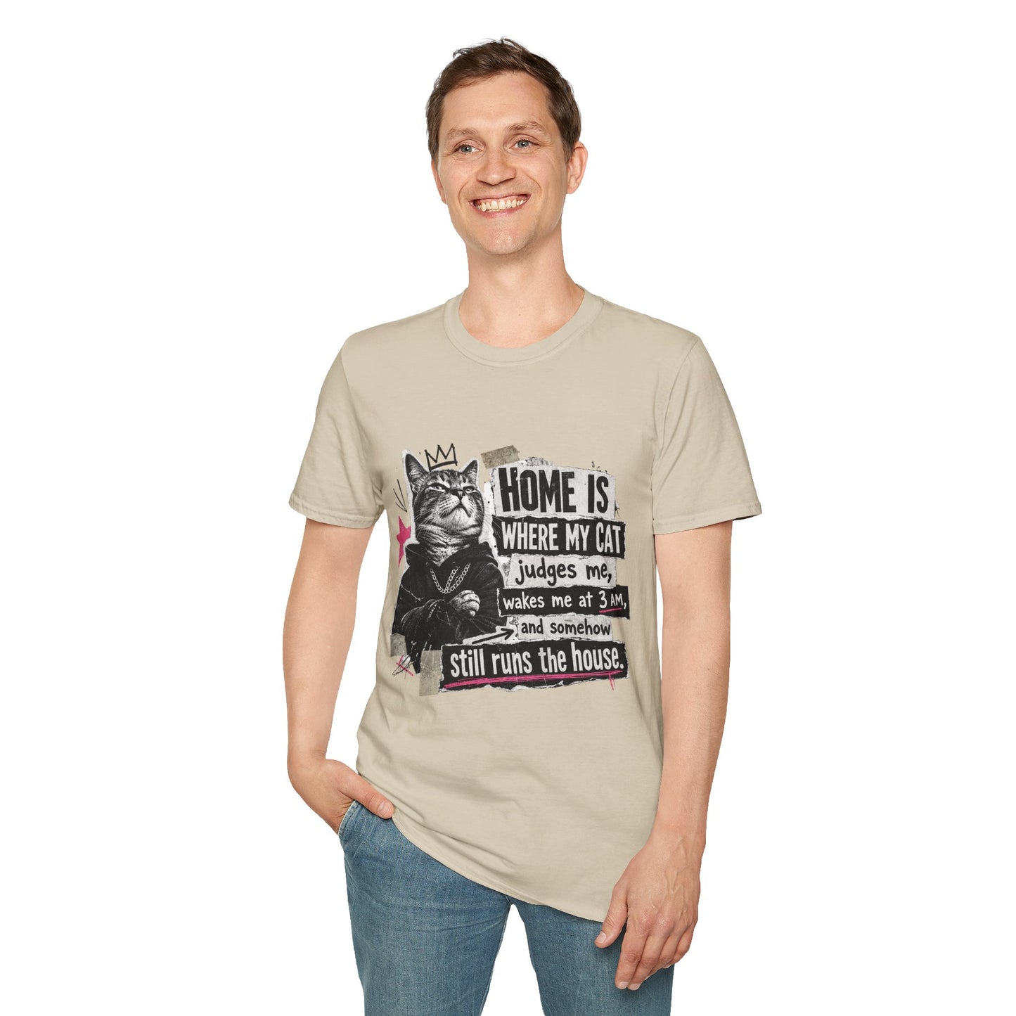 Cat T-Shirt — "Home Is Where My Cat Judges Me" Funny Graphic Tee